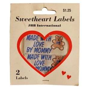 NEW NWT JHB International Sweetheart Labels Made With Love By Mommy Sewing Craft
